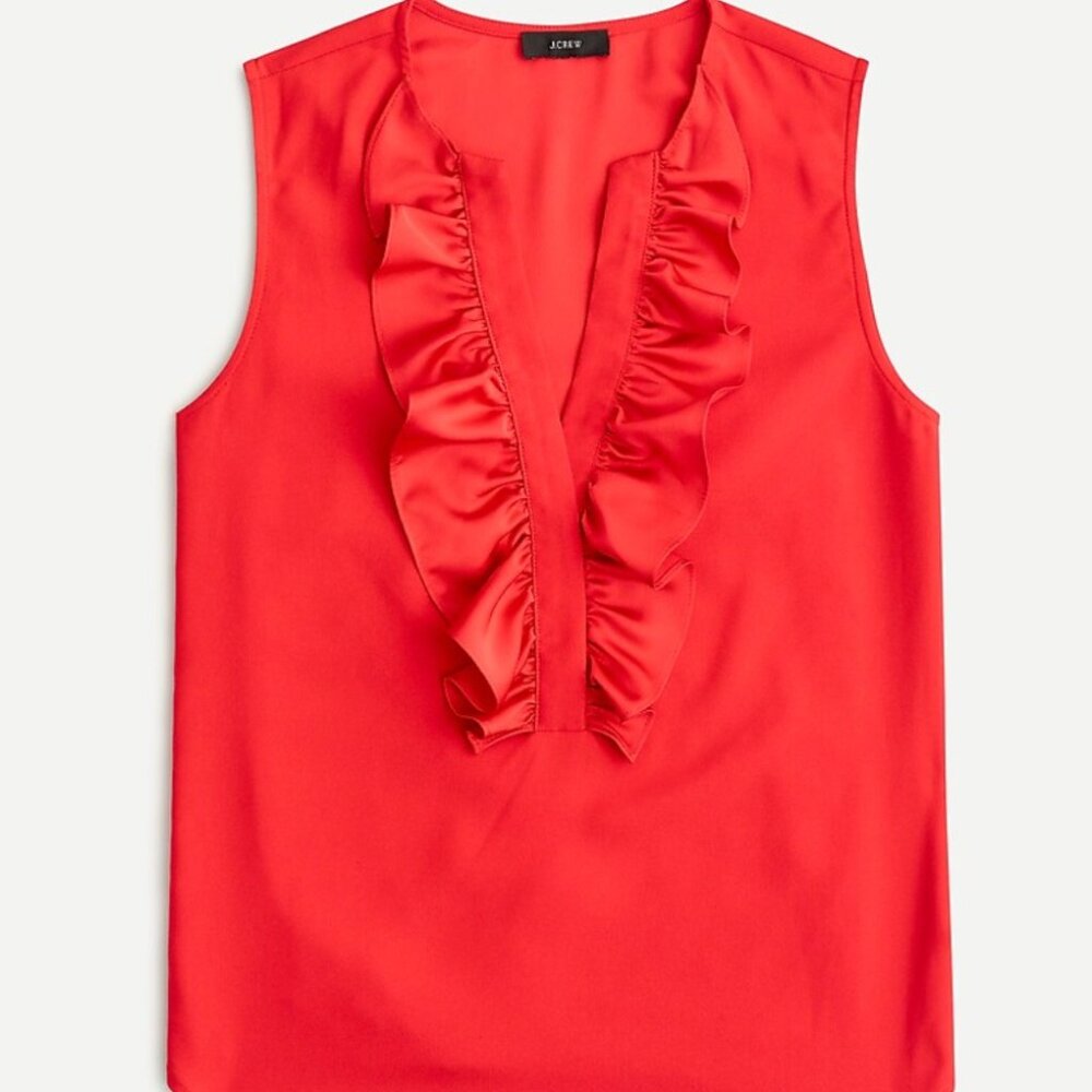 J.crew Ruffle-front top in satin crepe